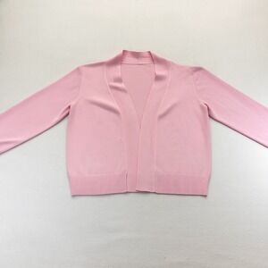 Cielo Cardigan Women XL Pink Open Front Knit Sweater Viscose Blend Ribbed Trim